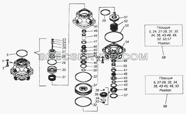 Кран тормозной двухсекционный для КамАЗ-5460 (список запасных частей)