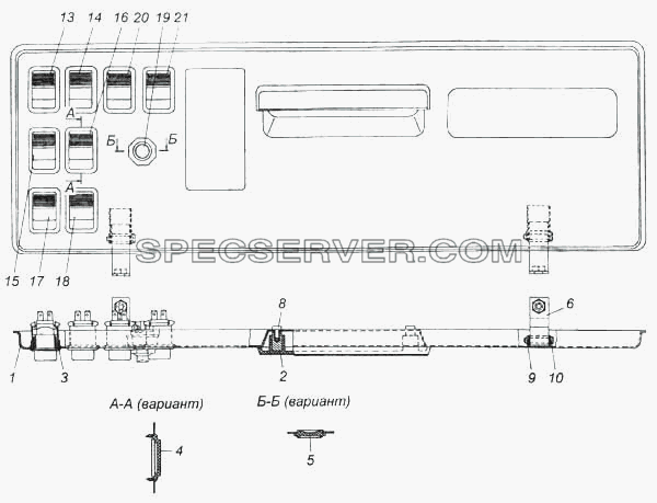 Панель выключателей для КамАЗ-5460 (список запасных частей)