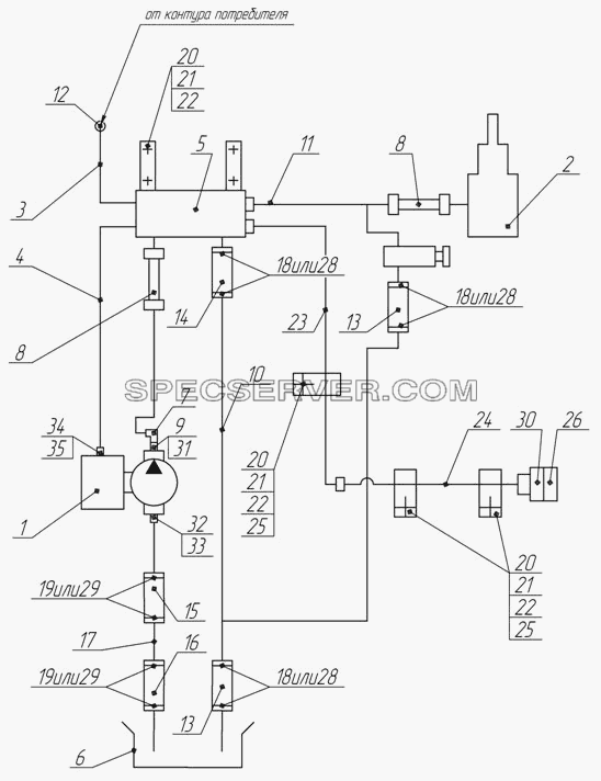 65115-8600003-20 СПГ Опрокидывающее устройство для КамАЗ-65115 (2009) (список запасных частей)