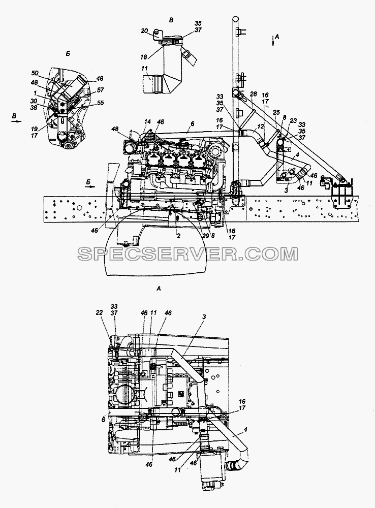 Установка труб теплообменника ретардера для КамАЗ-65226 (список запасных частей)