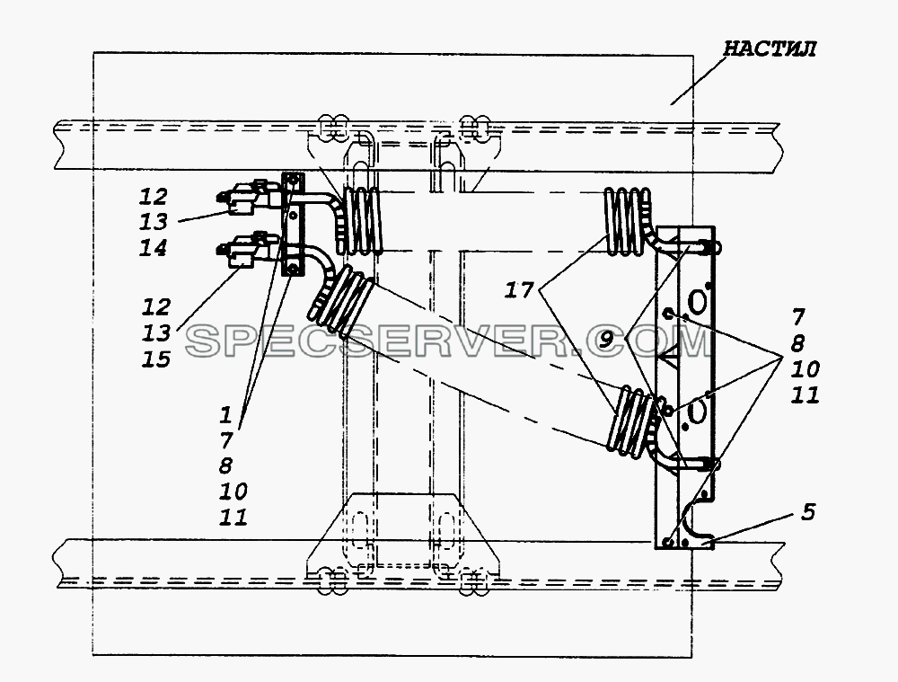 Установка пневмовыводов к полуприцепу для КамАЗ-65226 (список запасных частей)