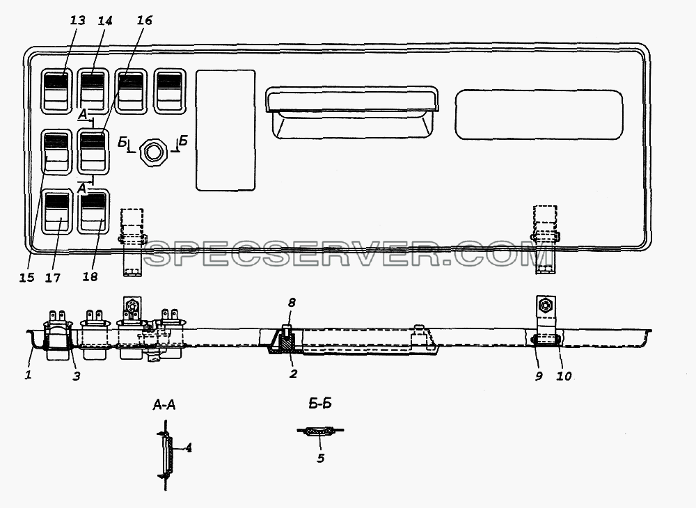 Панель выключателей для КамАЗ-65226 (список запасных частей)