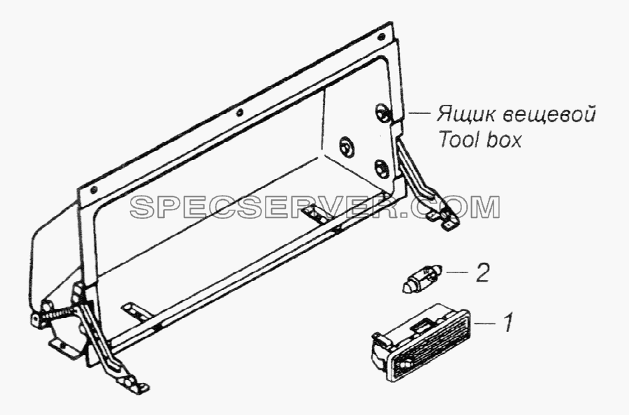 Установка плафона освещения вещевого ящика для КамАЗ-65226 (список запасных частей)