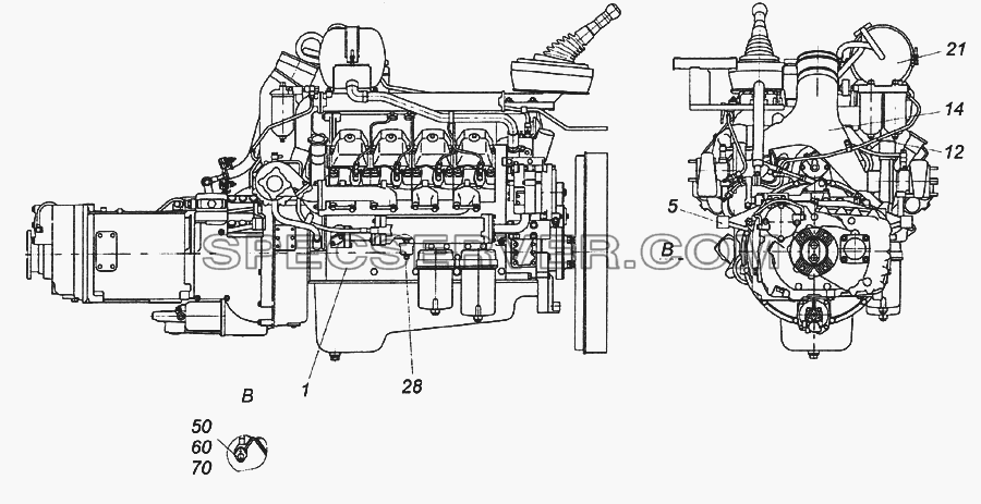 6520-1000263-10 Агрегат силовой 740.60-360, укомплектованный для установки на автомобиль для КамАЗ-6522 (Euro-2, 3) (список запасных частей)