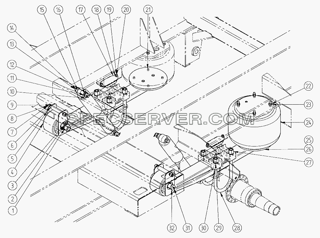 Подвеска пневматическая для СЗАПА-9328 (2005) (список запасных частей)