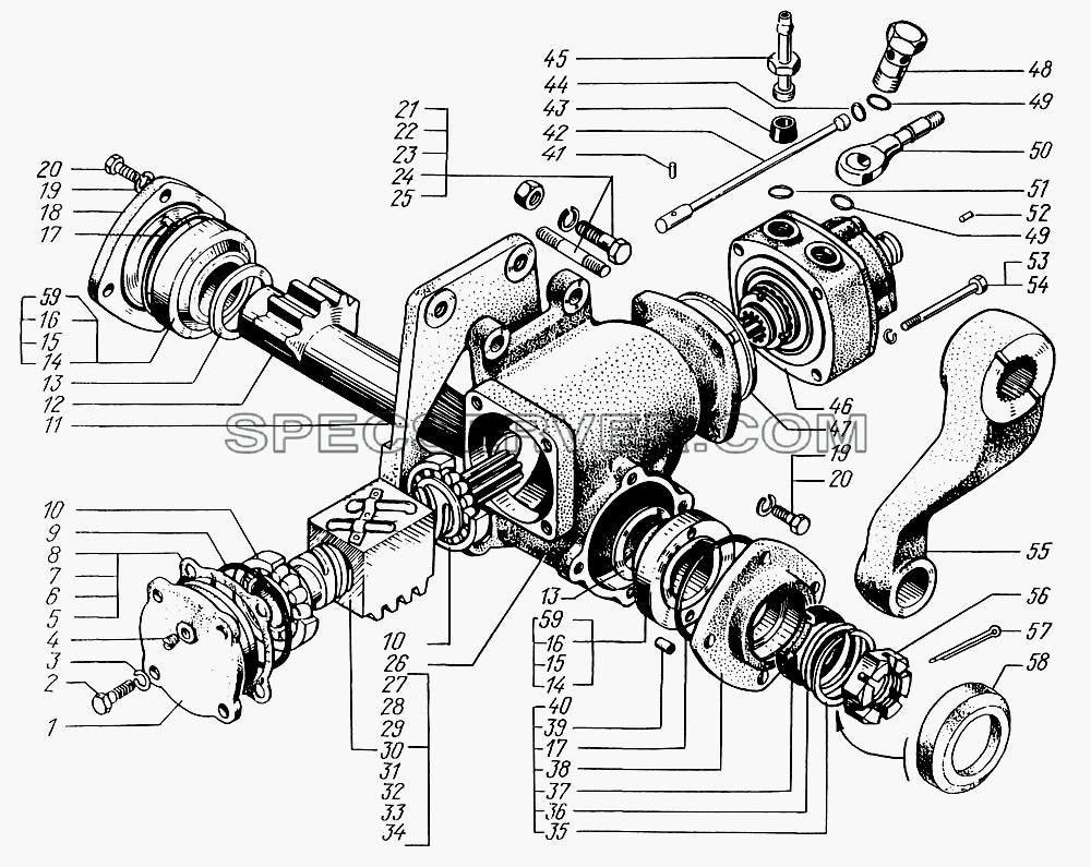 Механизм рулевой с распределителем для КрАЗ-6322 (шасси) (список запасных частей)
