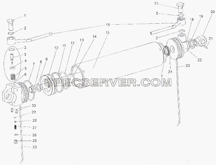 Цилиндр гидравлический 79092-5003010-10 для МЗКТ-6527 (список запасных частей)