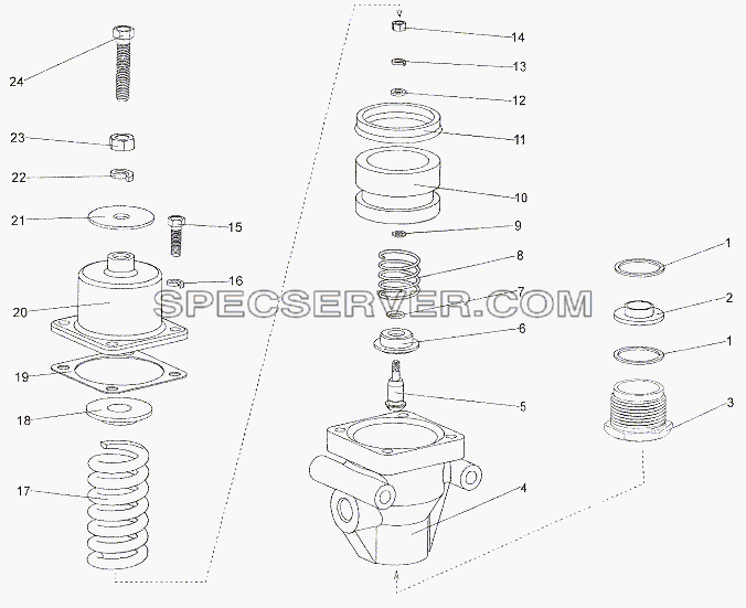 Клапан-ограничитель 7410-3515010 для МЗКТ-7402 (список запасных частей)