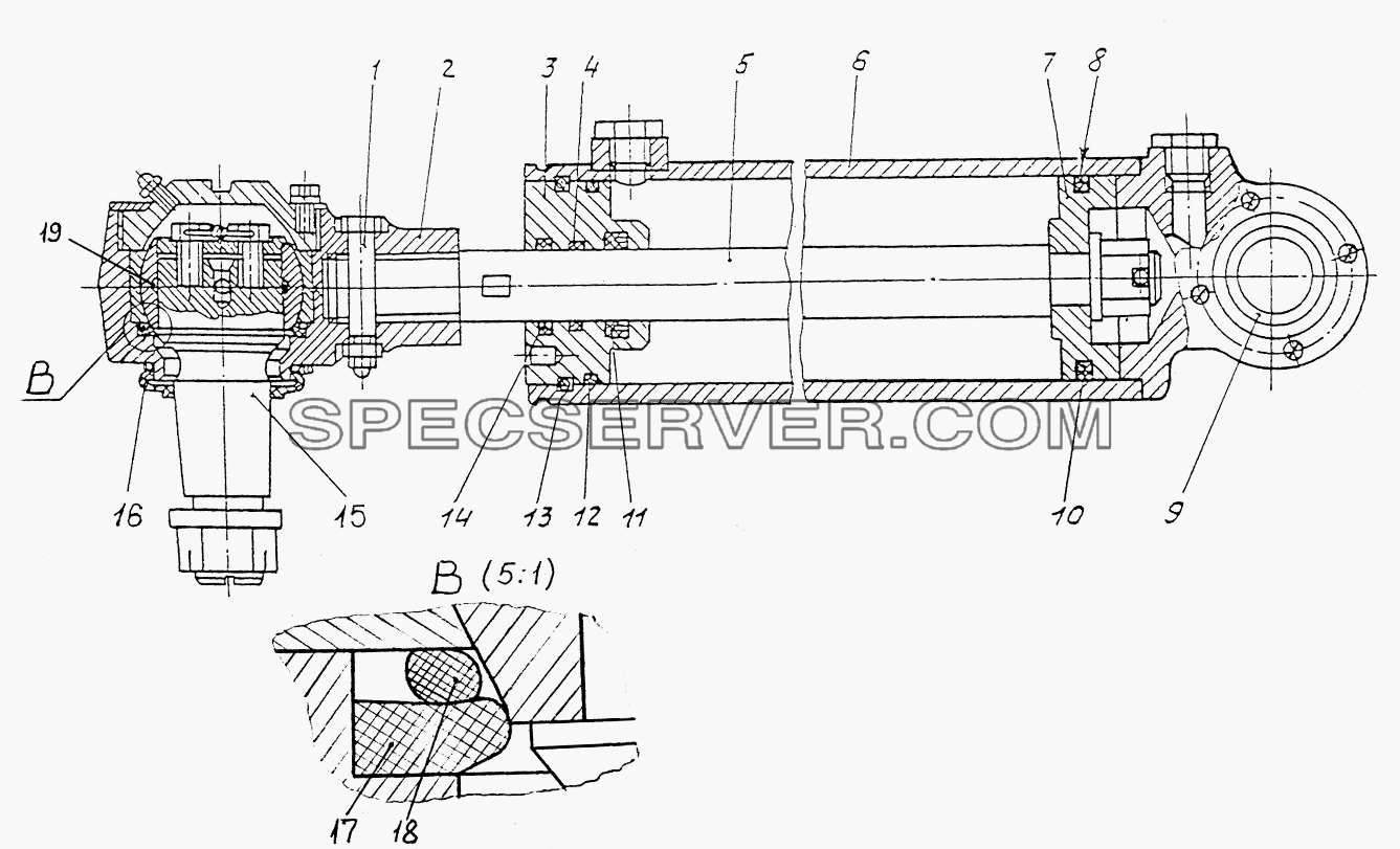 Цилиндр механизма усилителя для МЗКТ-74131 (список запасных частей)