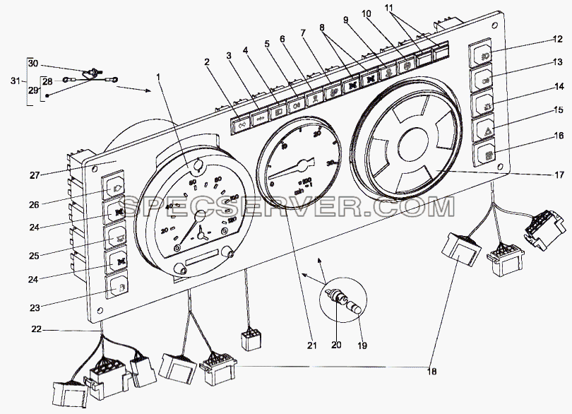 Панель приборов двигателя 7429-3800001 для МЗКТ-79097 (список запасных частей)