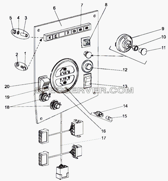 Панель приборов шасси 7429-3800009 для МЗКТ-79097 (список запасных частей)