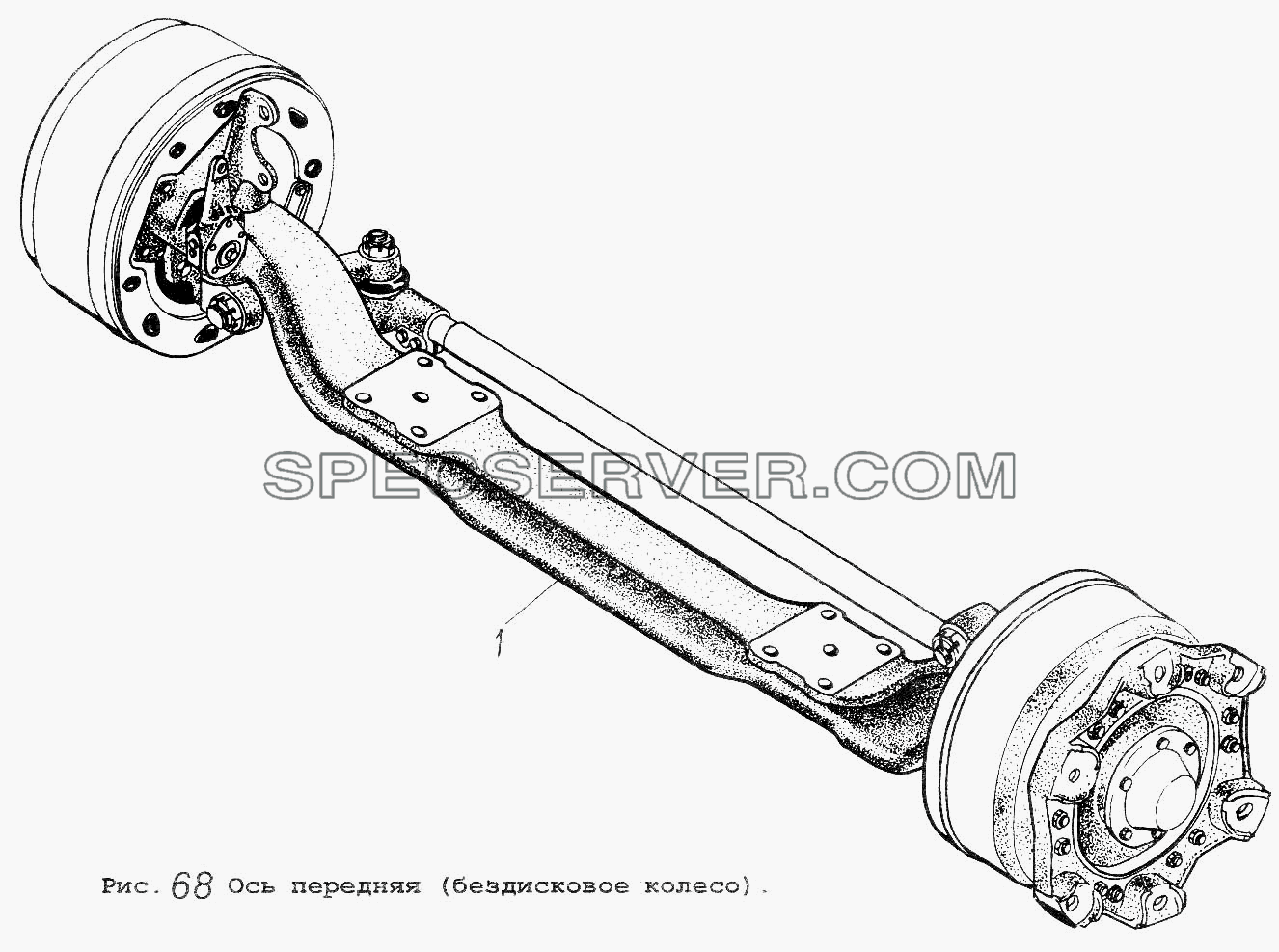 Ось передняя (бездисковое колесо) для МАЗ-5337 (список запасных частей)
