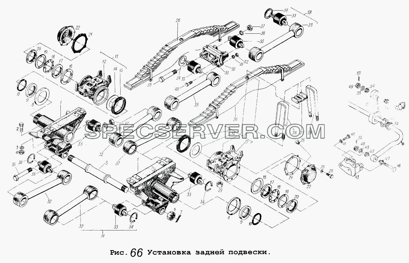 Установка задней подвески для МАЗ-5337 (список запасных частей)