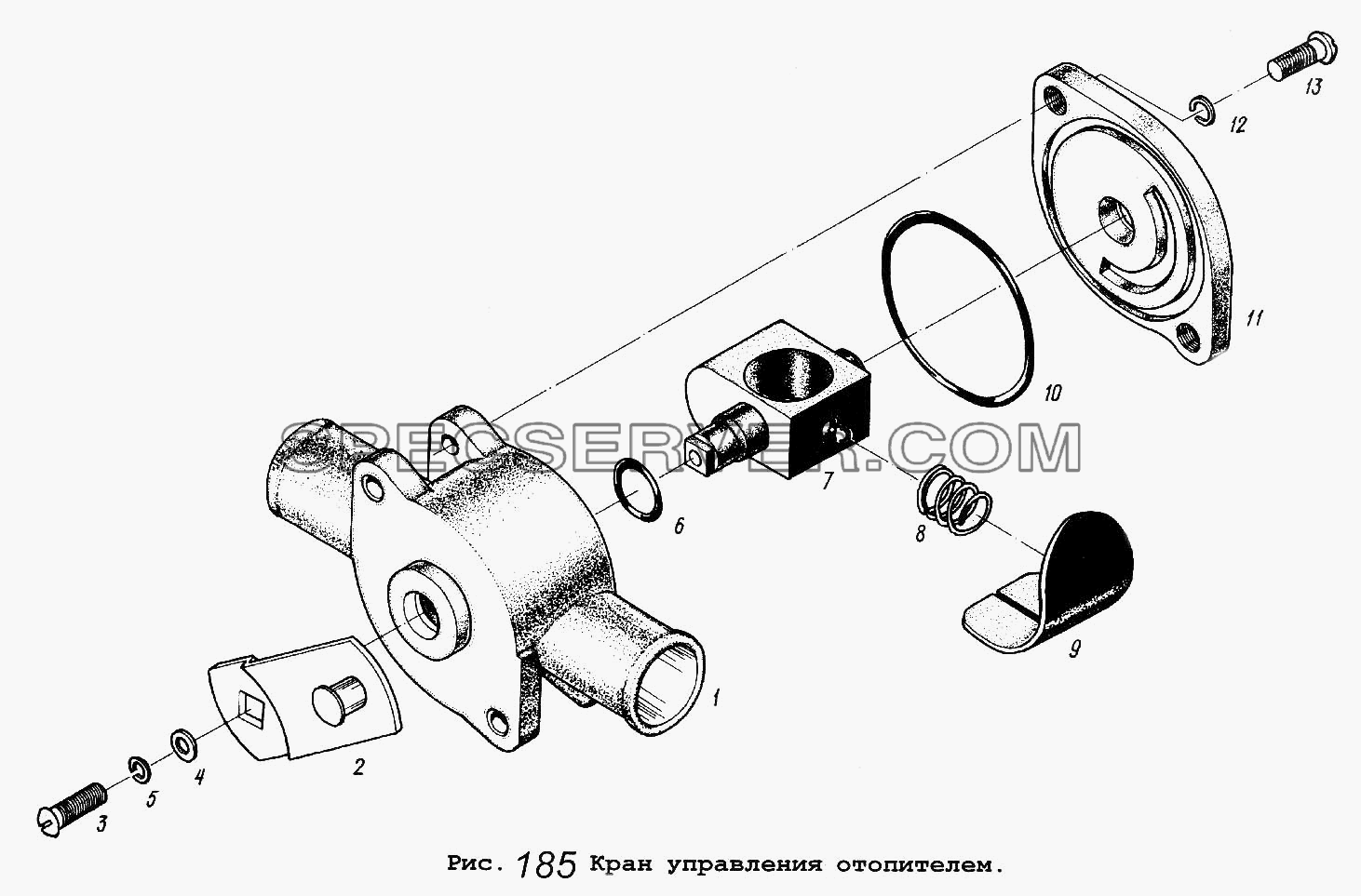 Кран управления отопителем для МАЗ-54323 (список запасных частей)
