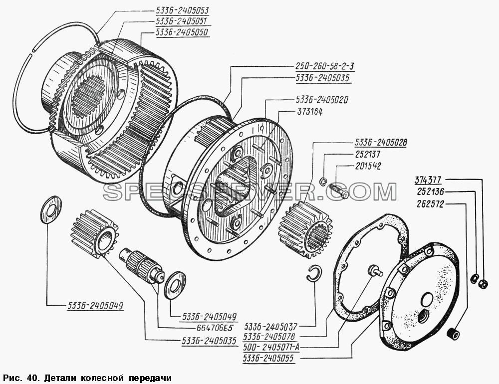 Детали колесной передачи для МАЗ-54328 (список запасных частей)