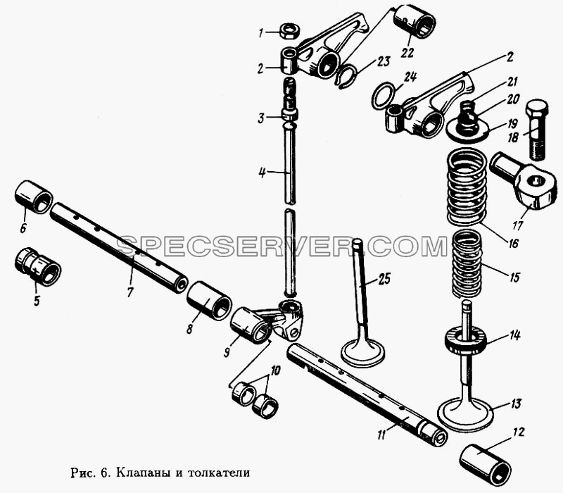 Клапаны и толкатели для МАЗ-5433 (список запасных частей)