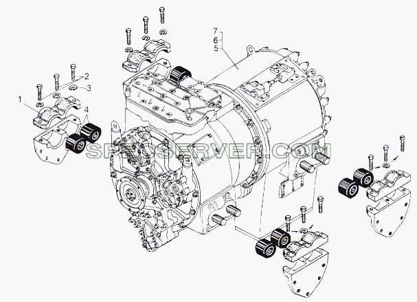 Подвеска гидромеханической передачи для МАЗ-543 (7310) (список запасных частей)