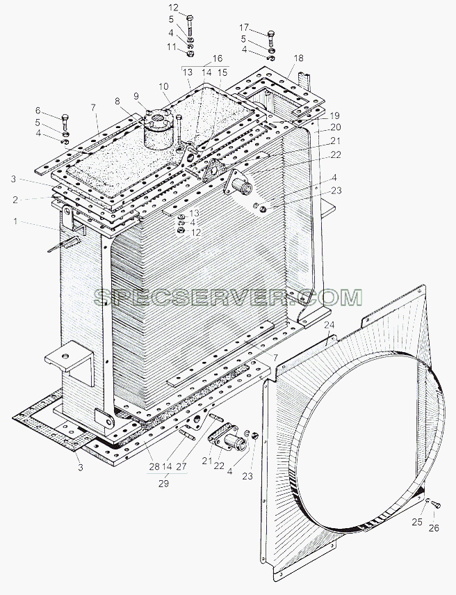 Радиатор гидротрансмиссии 543-1714410-А для МАЗ-543 (7310) (список запасных частей)