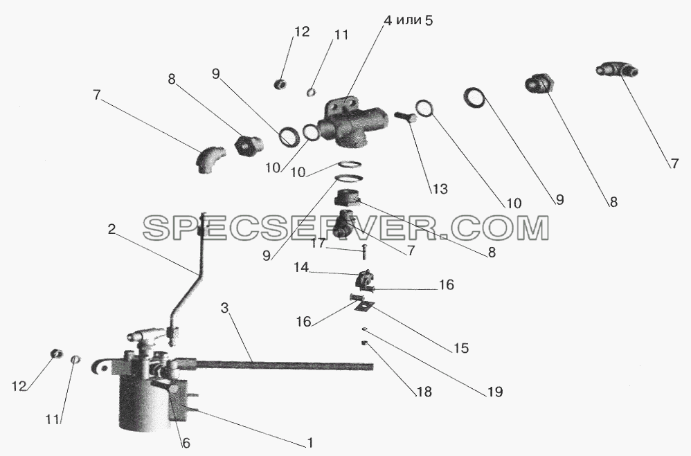Привод выключения двигателя противоугонным устройством на автомобилях МАЗ для МАЗ-5551 (2003) (список запасных частей)