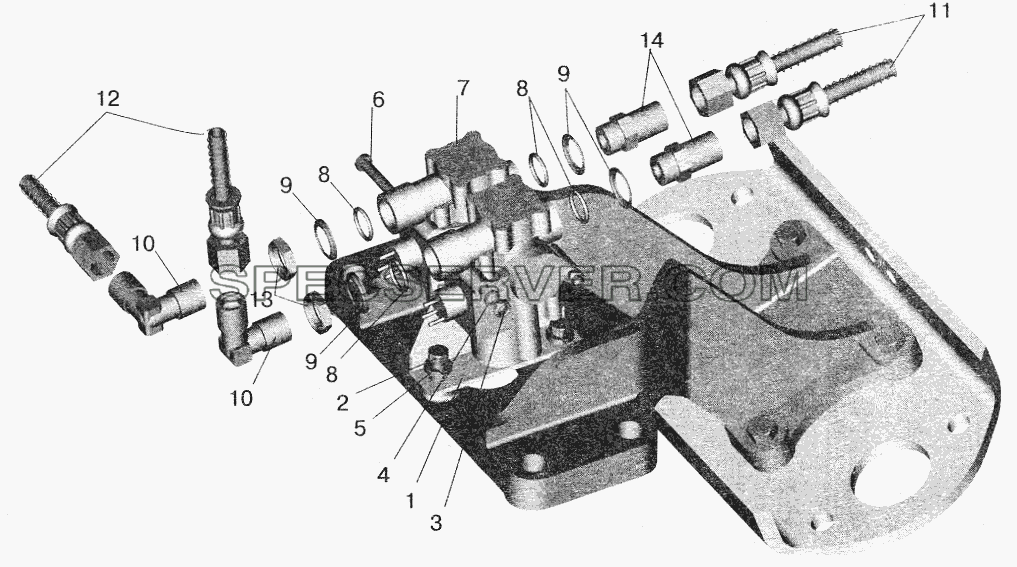 Установка задних модуляторов и присоединительной арматуры МАЗ-555102 для МАЗ-5551 (2003) (список запасных частей)
