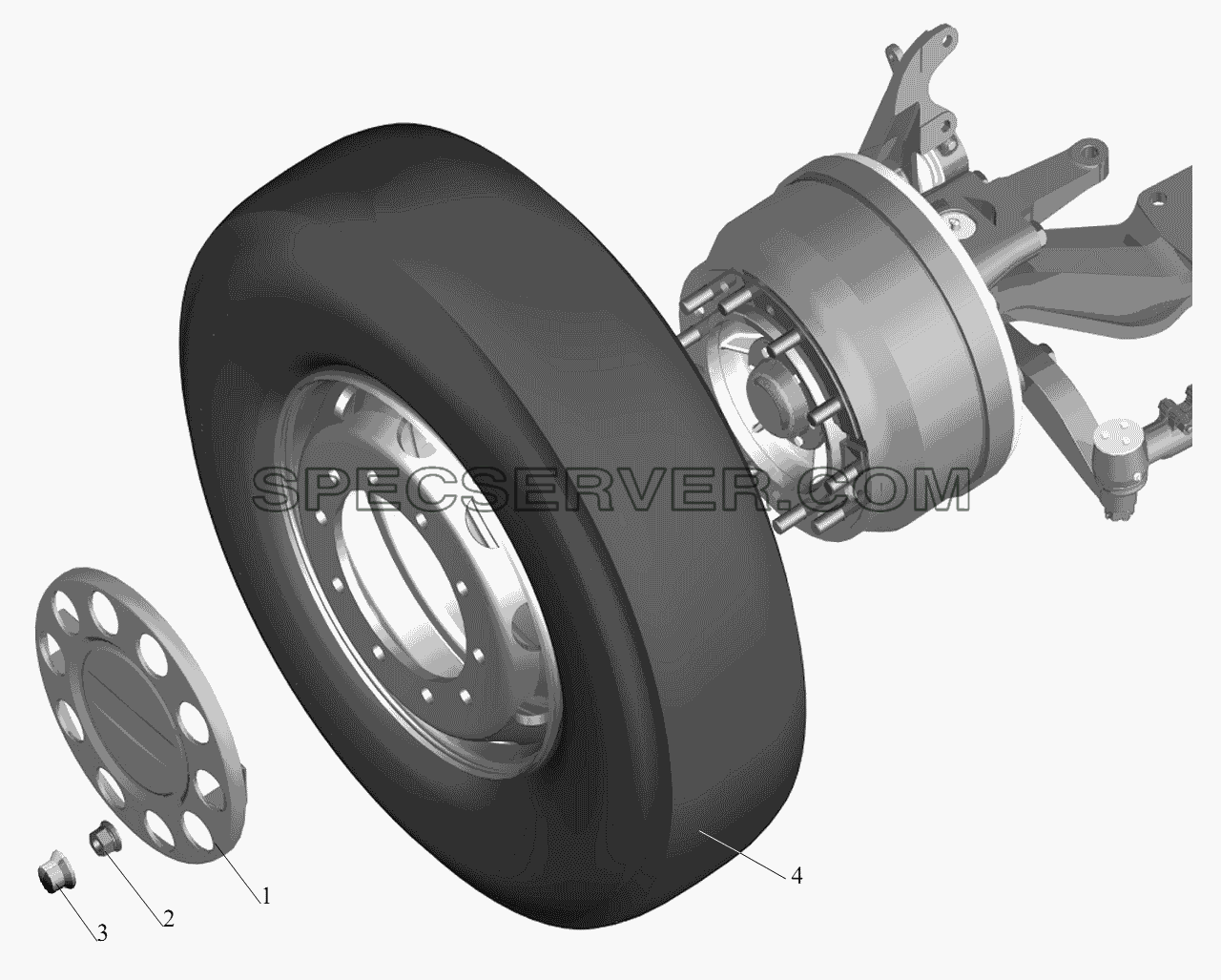 Установка передних колес для МАЗ-631236 (список запасных частей)