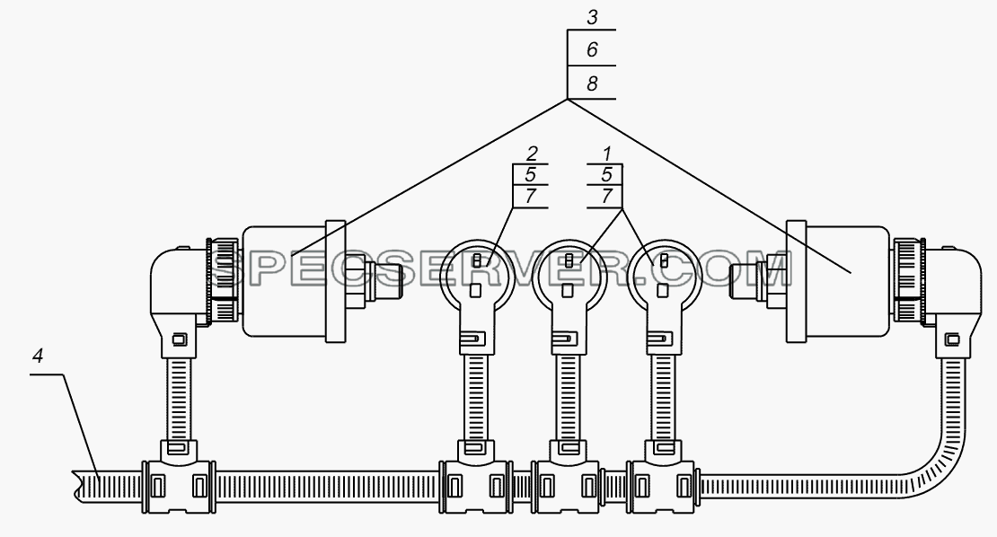 Установка датчиков пневмосистемы тормозов для МАЗ-631236 (список запасных частей)
