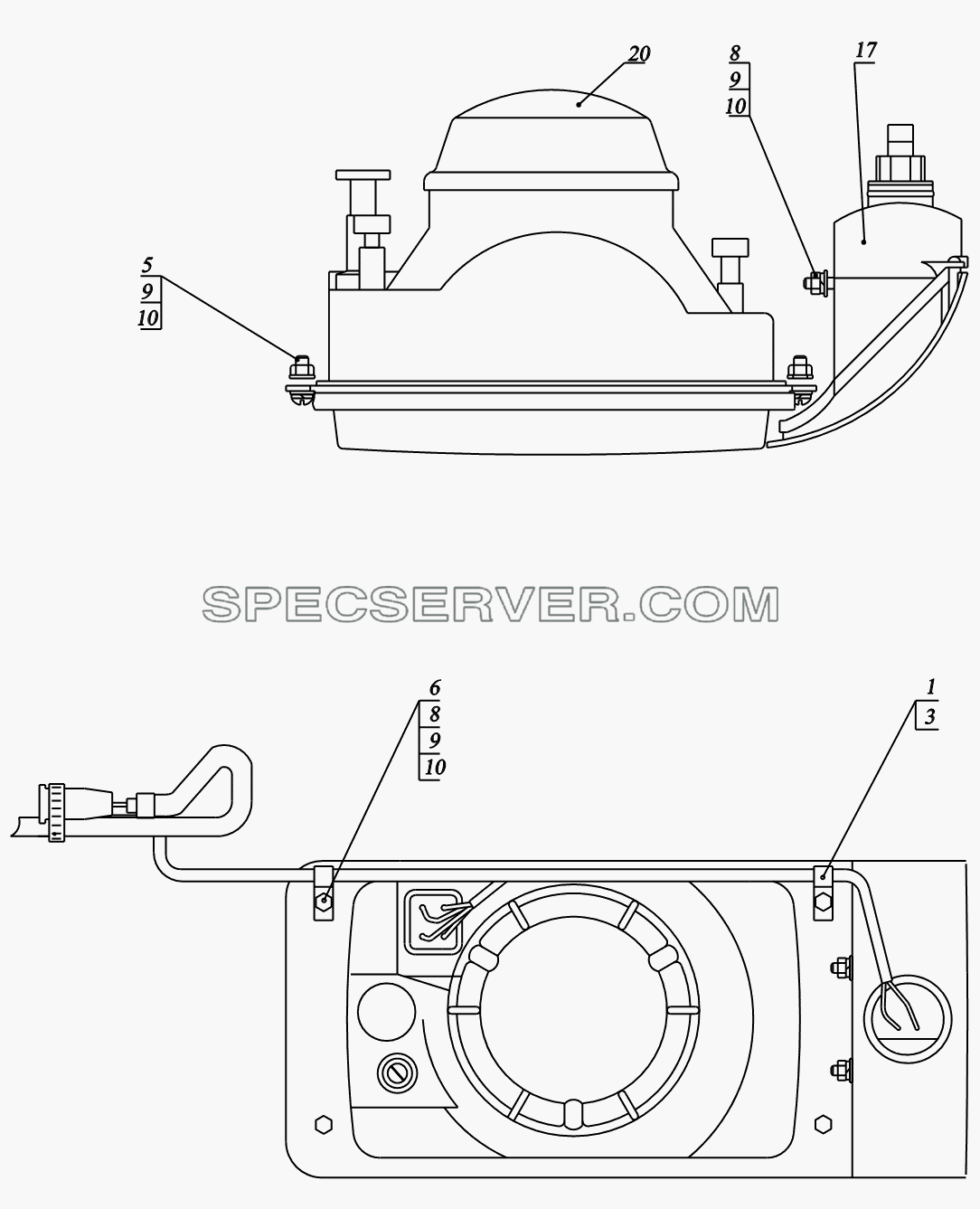 Установка головных фар для МАЗ-631236 (список запасных частей)