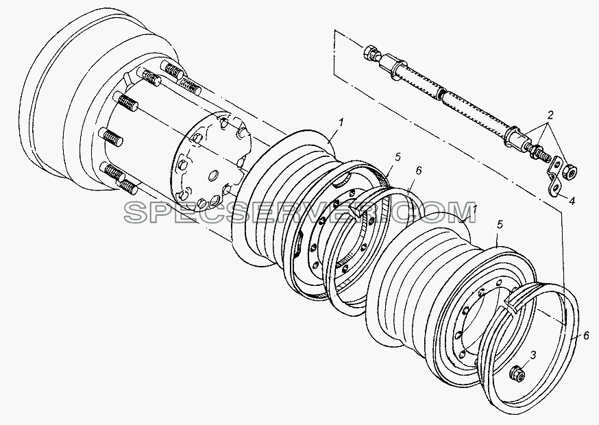 Крепление задних колес для МАЗ-64226 (список запасных частей)