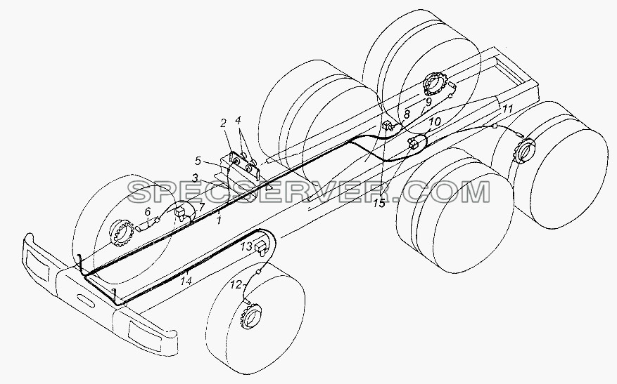Электрооборудование АБС тормозов и пневмоподвески по шасси МАЗ-64226 для МАЗ-64226 (список запасных частей)