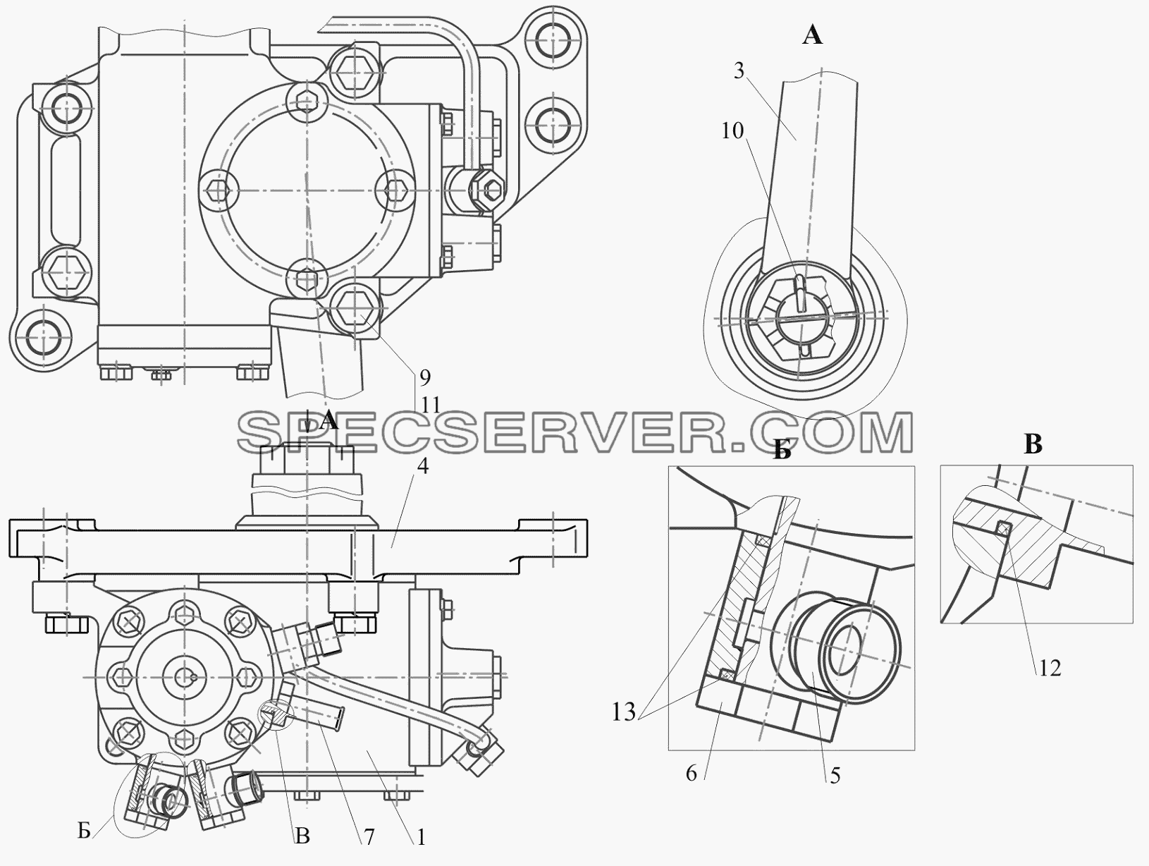 Рулевой механизм с кронштейном 544019-3400006 для МАЗ-650119 (список запасных частей)