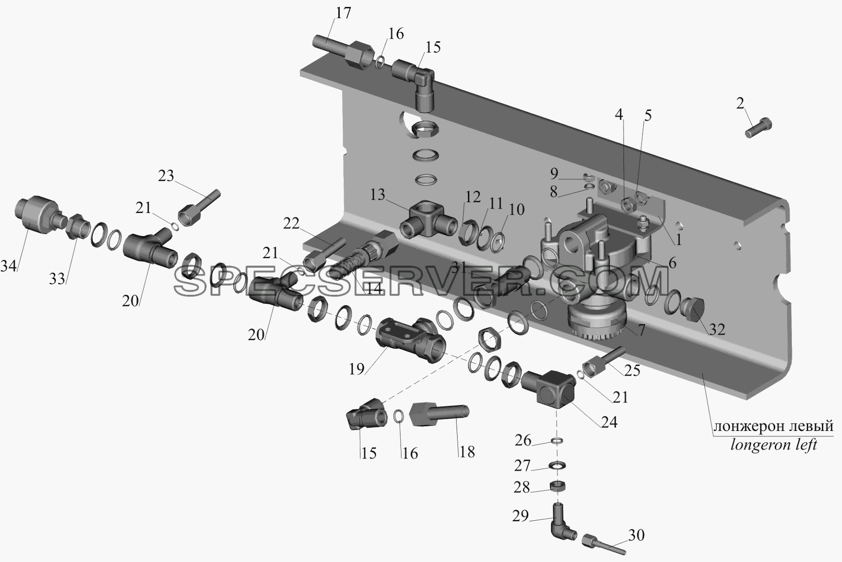 Крепление клапана ускорительного 650119-351800 для МАЗ-650119 (список запасных частей)