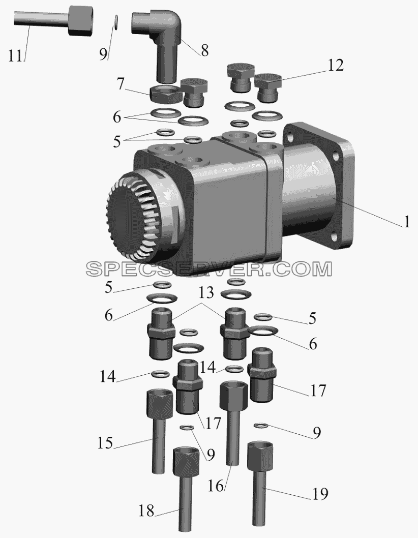 Тормозной кран и присоединительная арматура для МАЗ-650119 (список запасных частей)