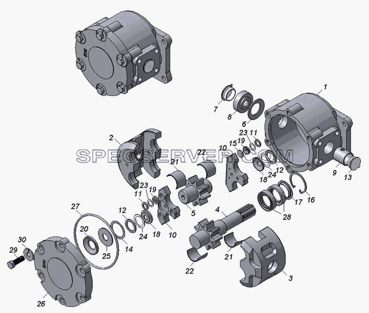 ГМШ 32-3-Л-00 Гидромотор шестеренный для НефАЗа-6606 (список запасных частей)