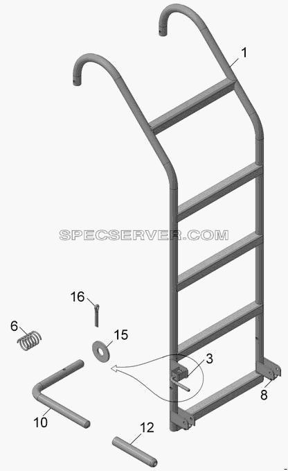 Э66061-8210040  Лестница верхняя для НефАЗа-6606 (список запасных частей)
