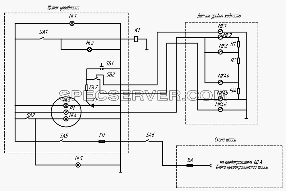 2Э66061-3729010 Э3 Схема электрическая принципиальная для НефАЗа-6606 (список запасных частей)