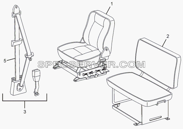 SEAT AND SEAT BELTS CHASSIS TYPE: 381313 для LPT 613 Euro-III (список запасных частей)