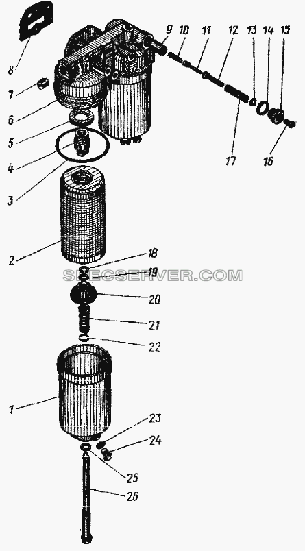 Полнопоточный фильтр очистки масла для Урал-4320 (список запасных частей)