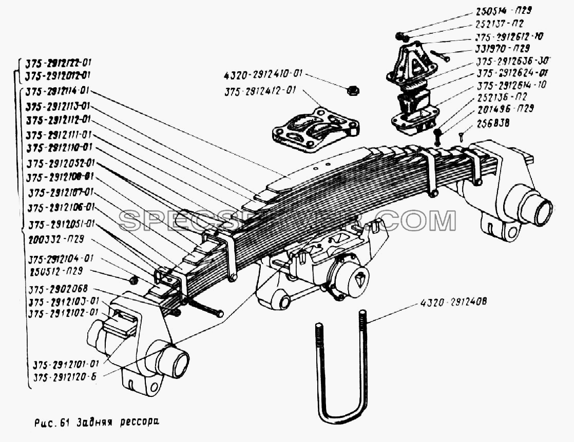 Задняя рессора для Урал-4320 (список запасных частей)