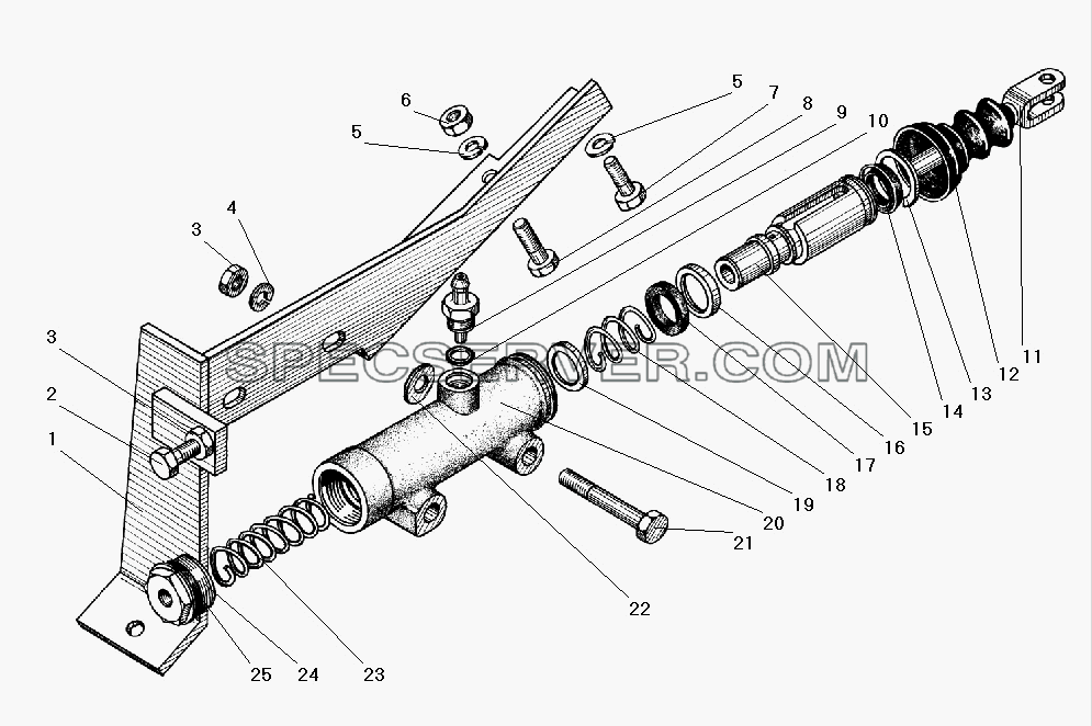 Цилиндр гидравлический для Урал-5557-40 (список запасных частей)