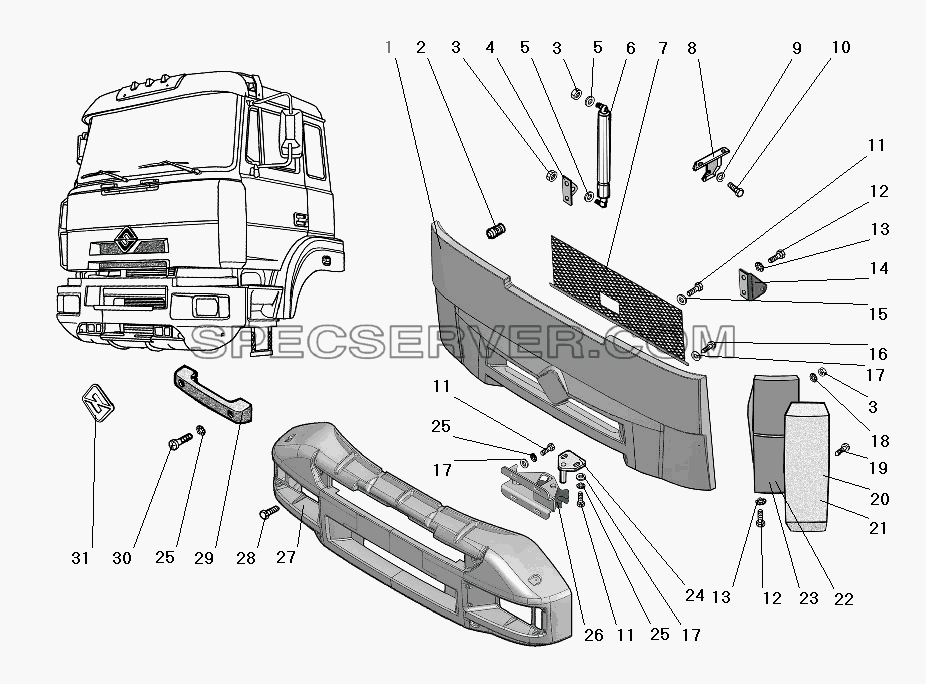 Установка наружной облицовки для Урал-63674 (список запасных частей)