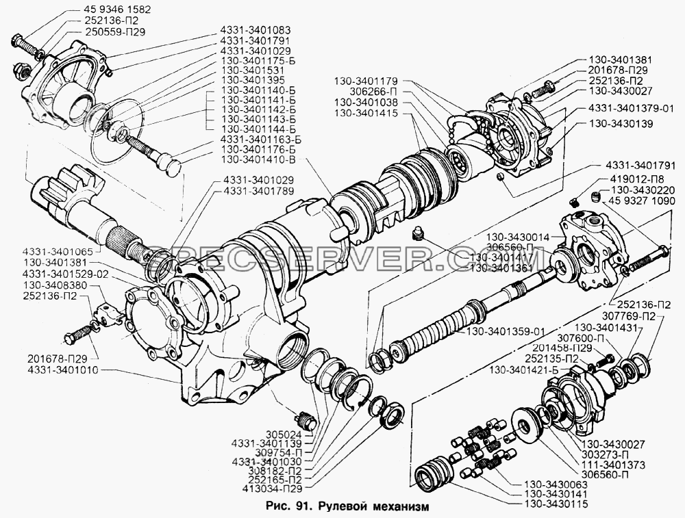 Рулевой механизм для ЗИЛ-133Д42 (список запасных частей)