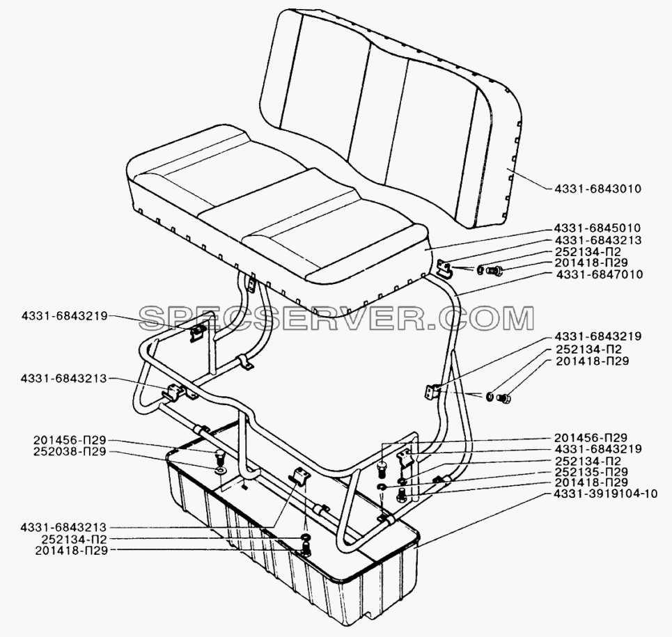 Двухместное сиденье для ЗИЛ-433110 (список запасных частей)