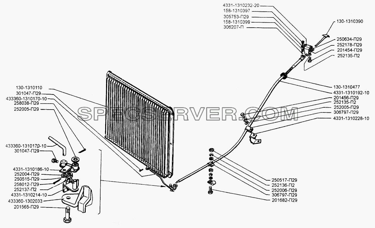 Жалюзи радиатора для ЗИЛ-433110 (список запасных частей)
