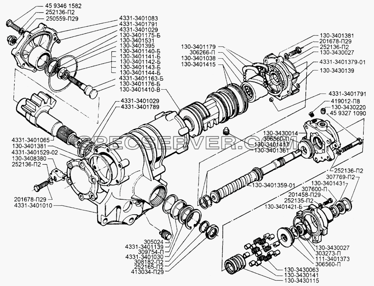 Рулевой механизм для ЗИЛ-433110 (список запасных частей)