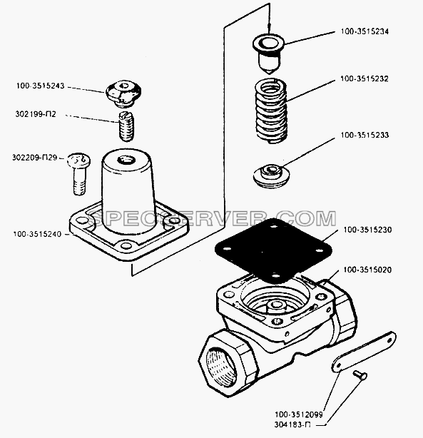 Одинарный защитный клапан для ЗИЛ-433110 (список запасных частей)