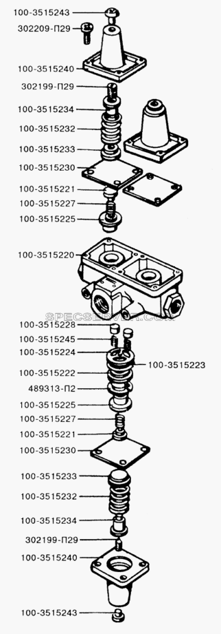 Тройной защитный клапан для ЗИЛ-433110 (список запасных частей)