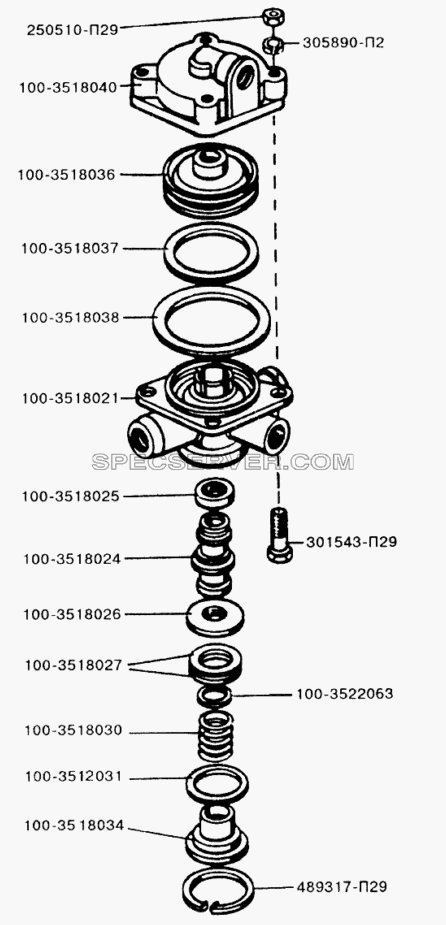 Ускорительный клапан для ЗИЛ-433110 (список запасных частей)
