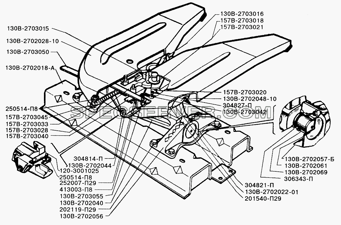 Седельно-сцепное устройство автомобиля ЗИЛ-442160 для ЗИЛ-433110 (список запасных частей)