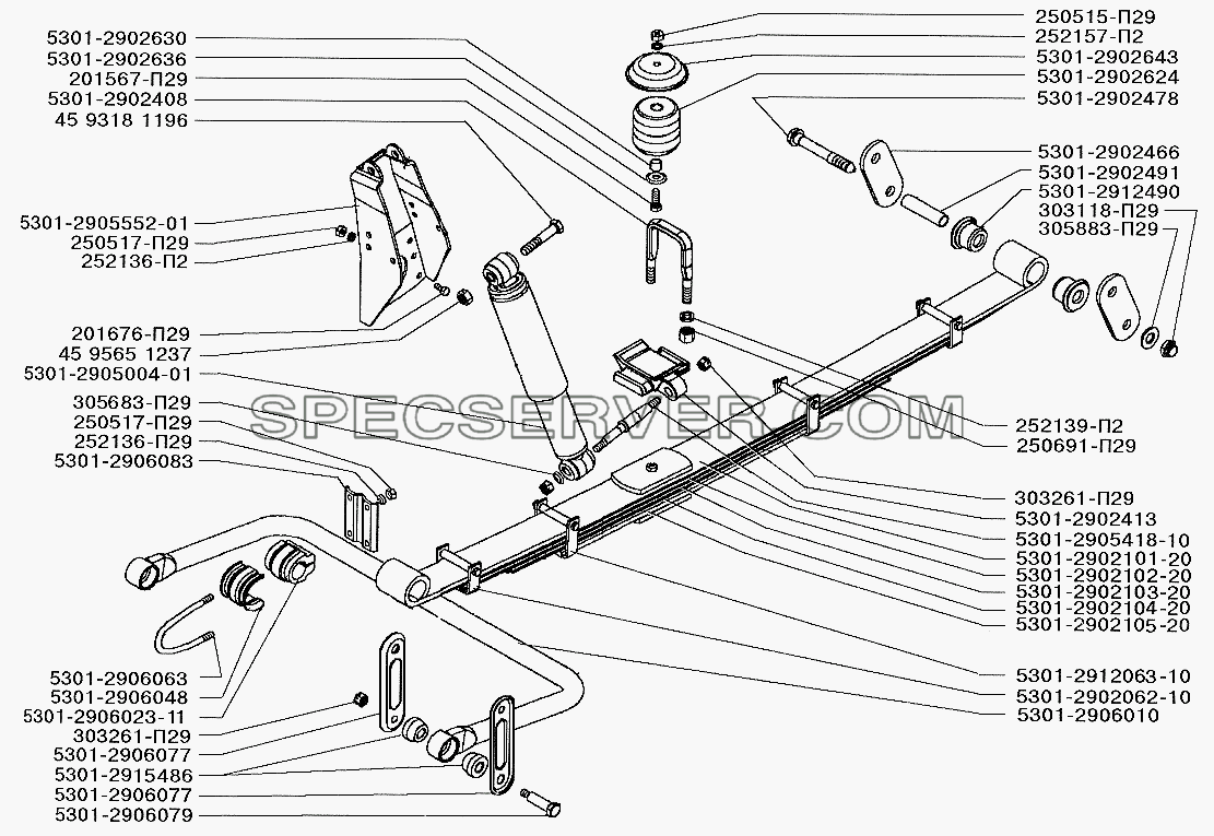 Передняя подвеска для ЗИЛ-5301 (2006) (список запасных частей)