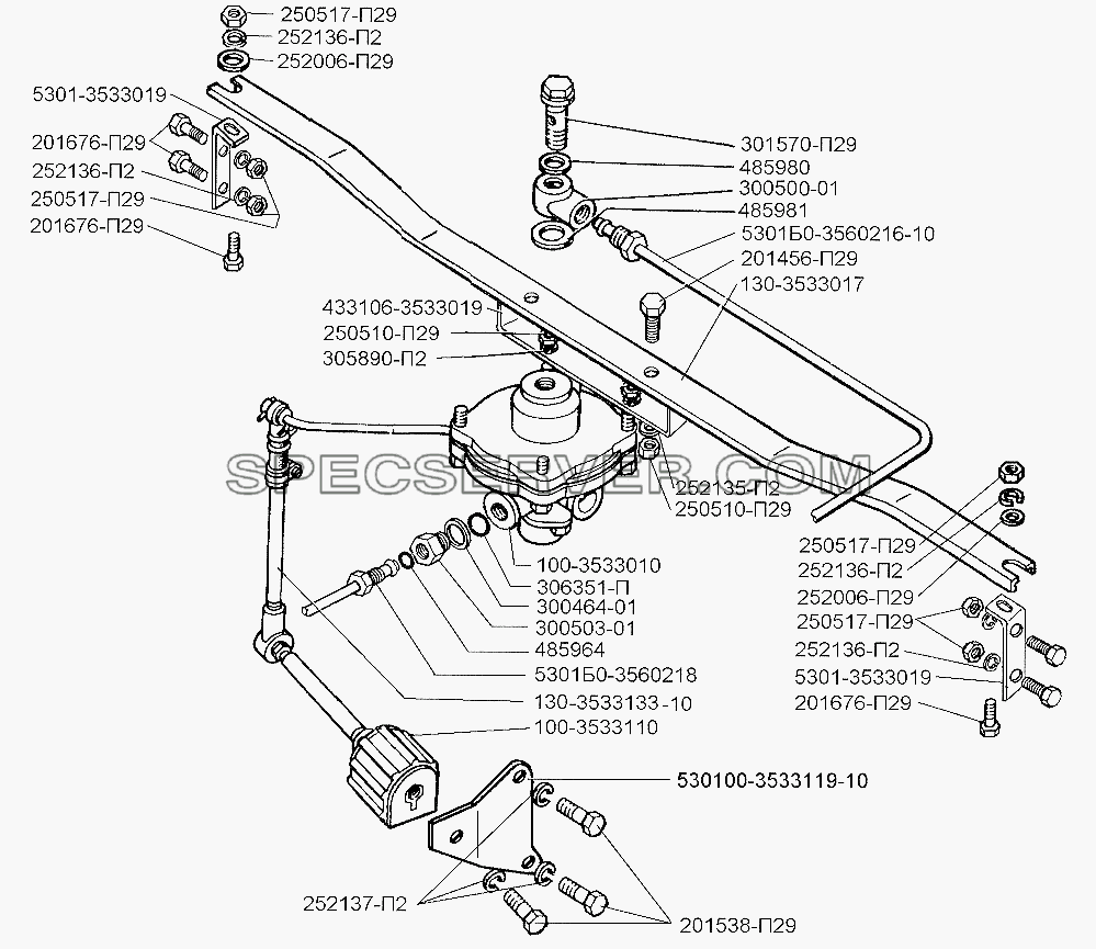 Установка регулятора тормозных сил для ЗИЛ-5301 (2006) (список запасных частей)